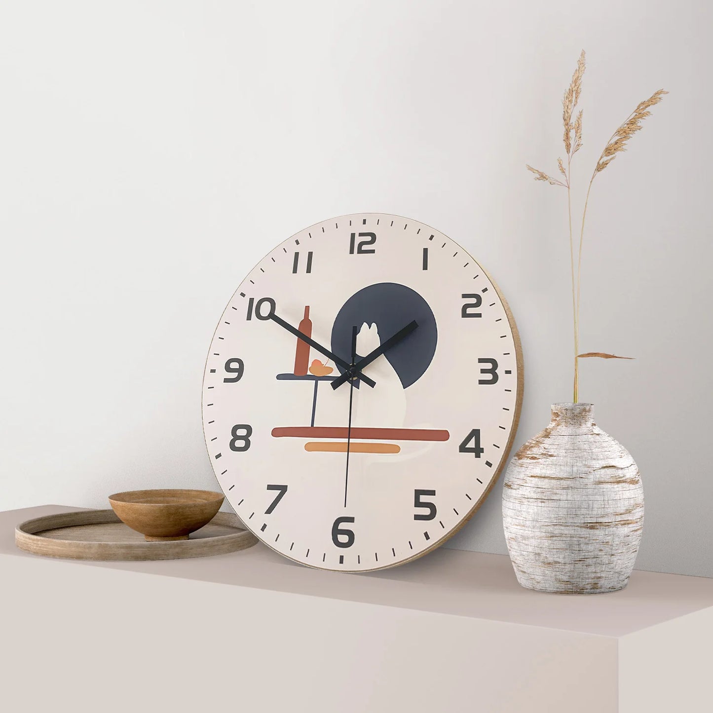 Horloge murale en bois à motif de chat mignon décontracté