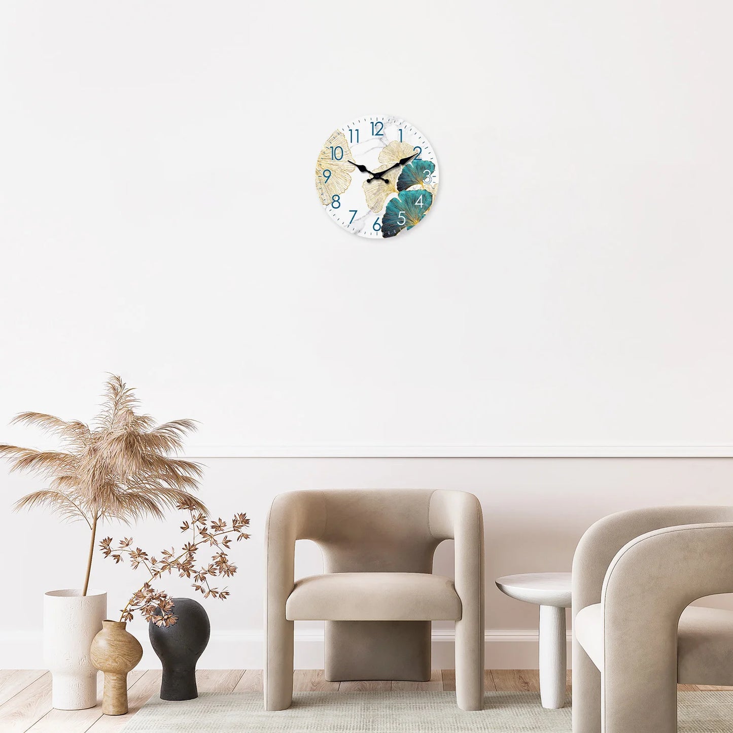 Horloge murale à motif de cuir Ginkgo