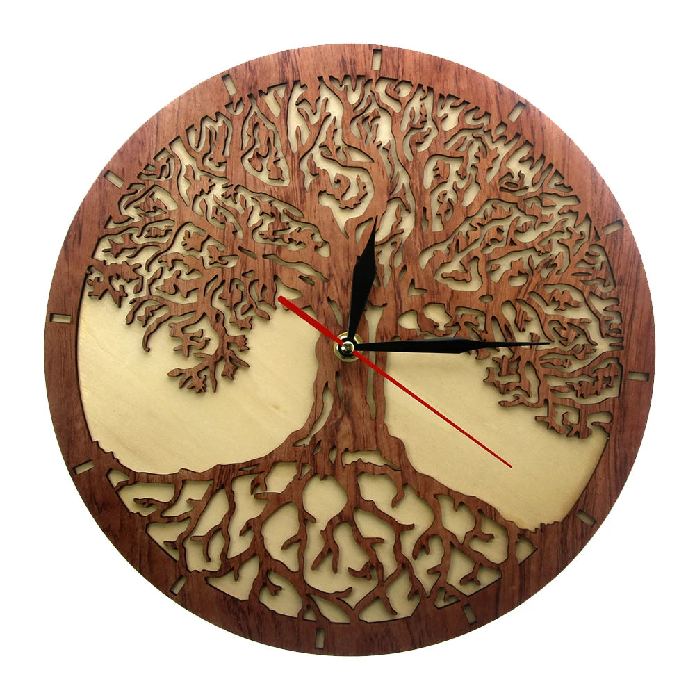 Horloge murale en bois à motif