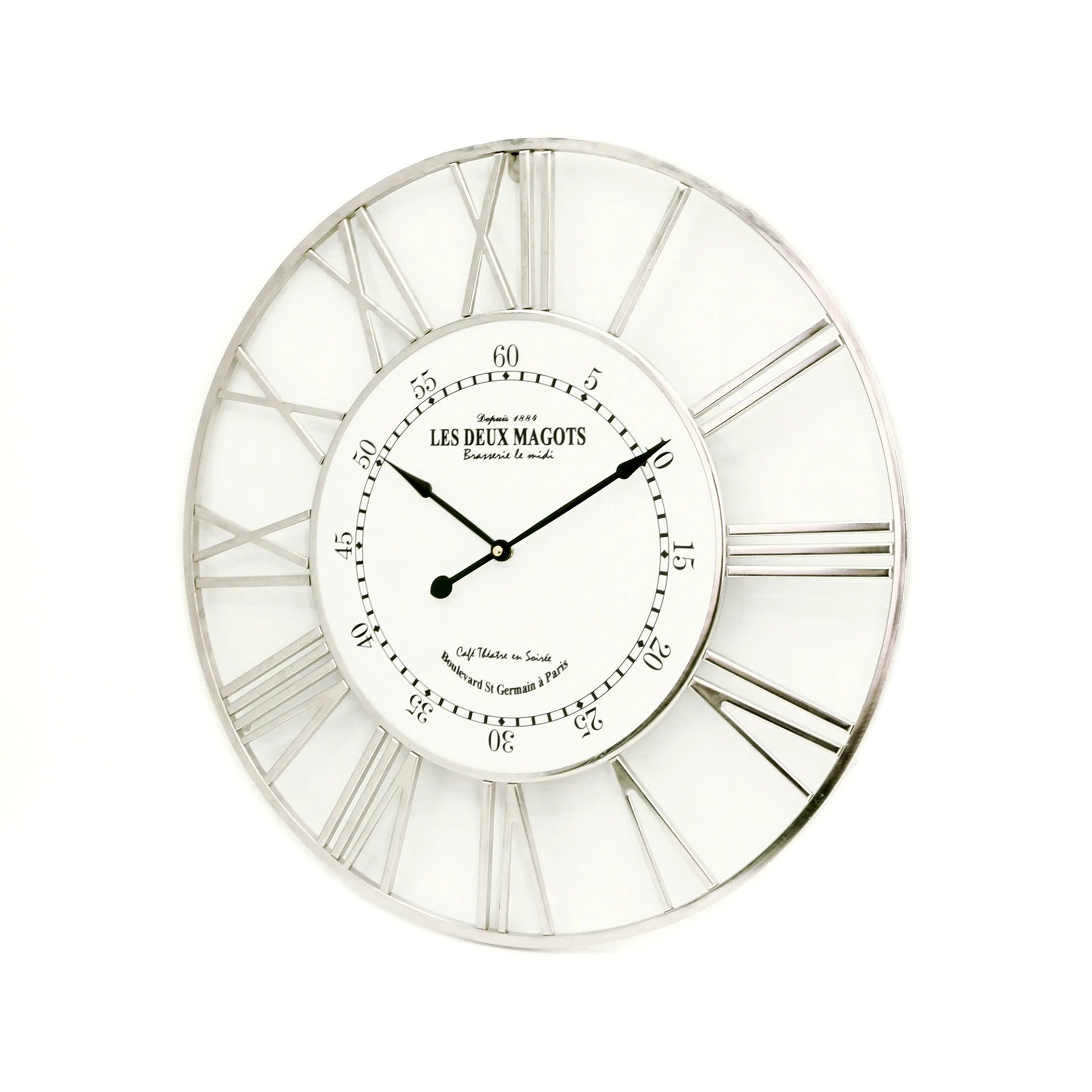 Horloge murale silencieuse en métal galvanisée