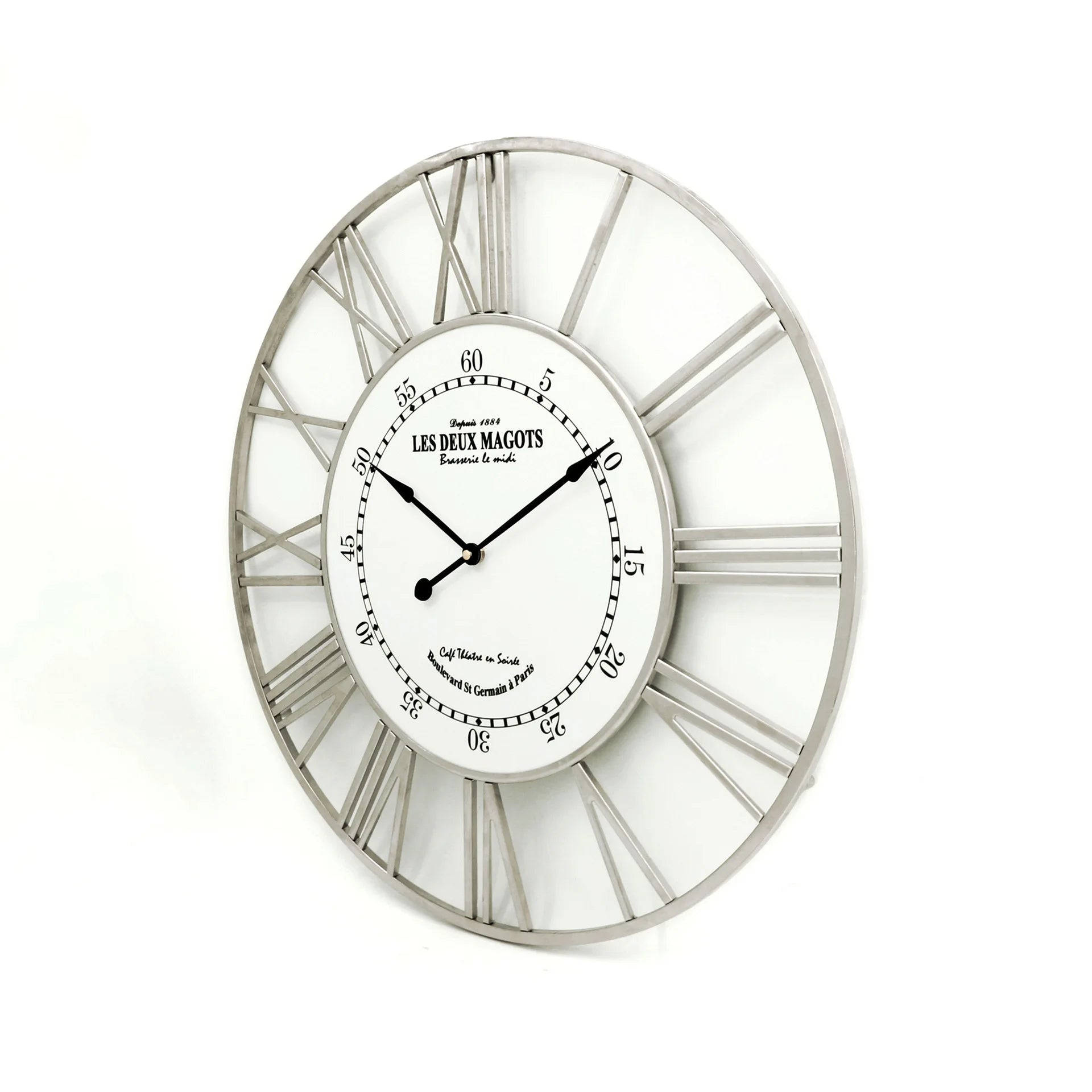 Horloge murale silencieuse en métal galvanisée