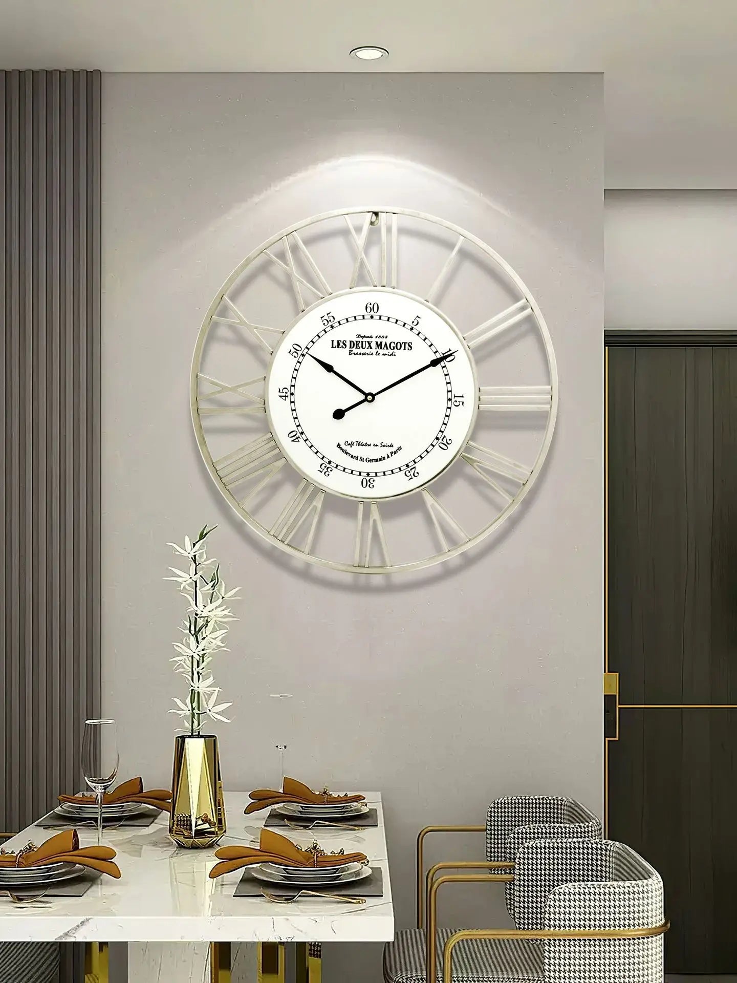 Horloge murale silencieuse en métal galvanisée