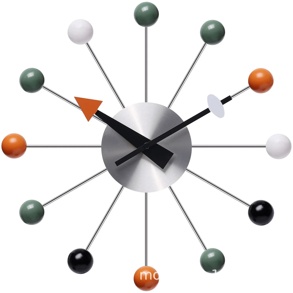 Horloge murale suspendue a boule colorée