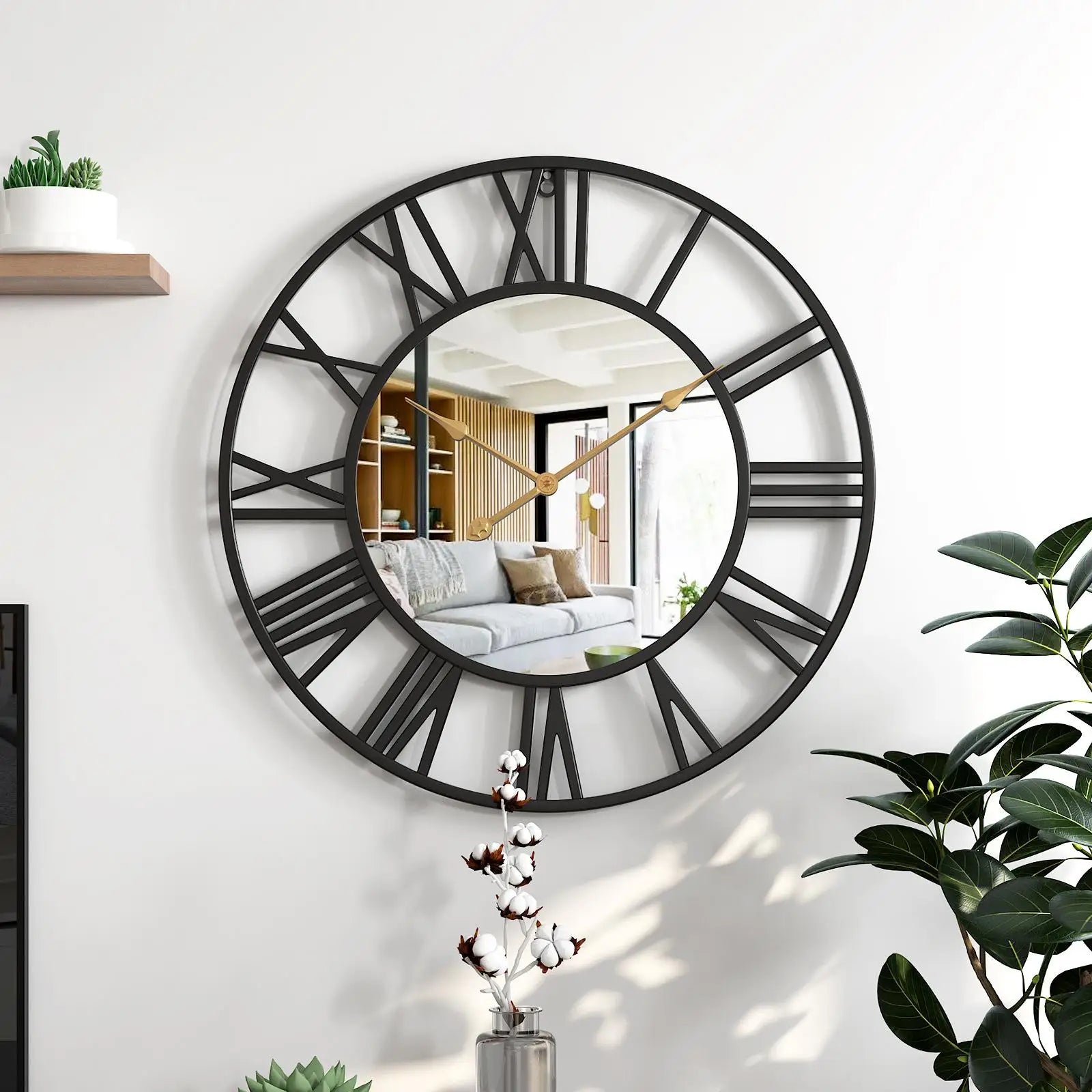 Grande horloge murale vintage noir