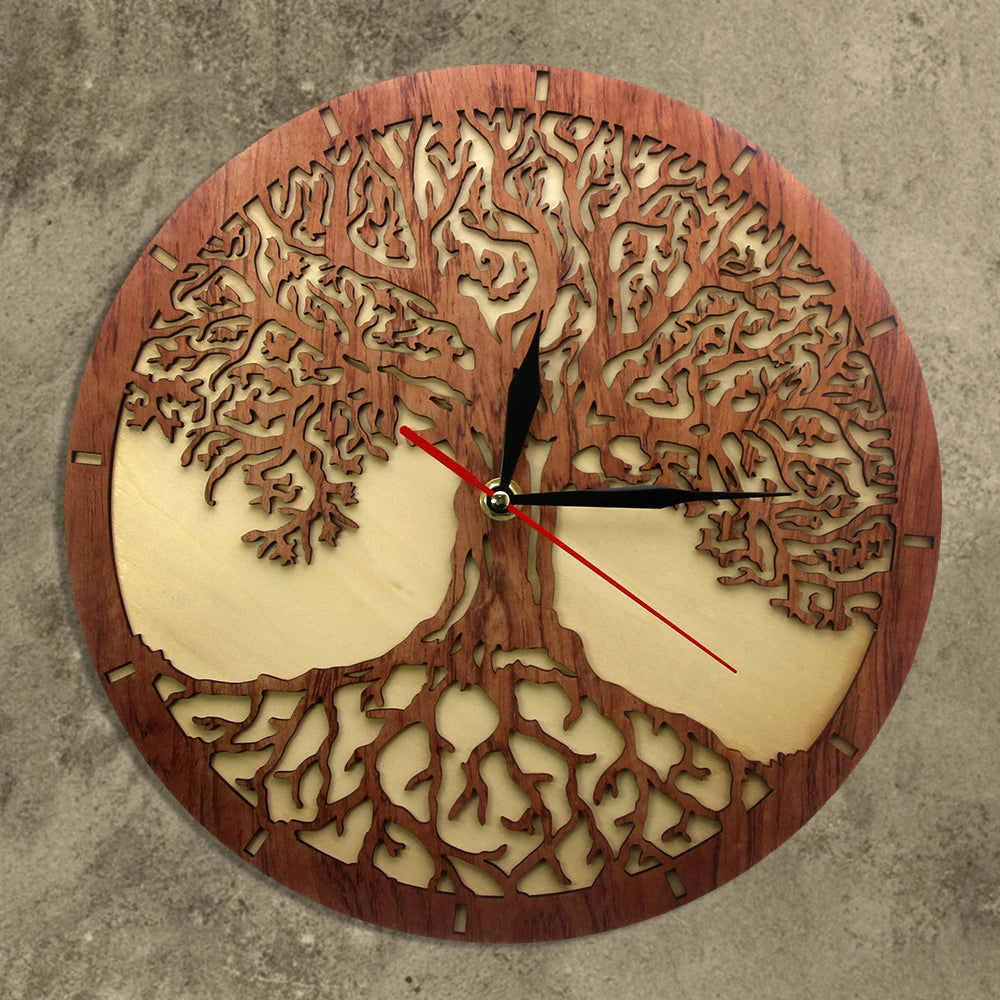 Horloge murale en bois arbre de vie