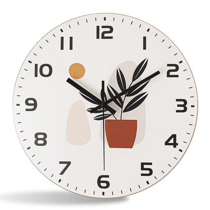 Horloge murale blanche à motif de pot de fleurs