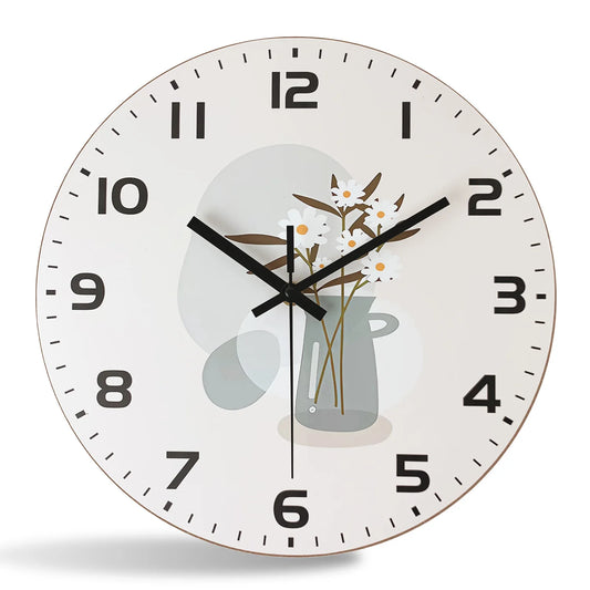 Horloge murale blanche créative à motif fleur