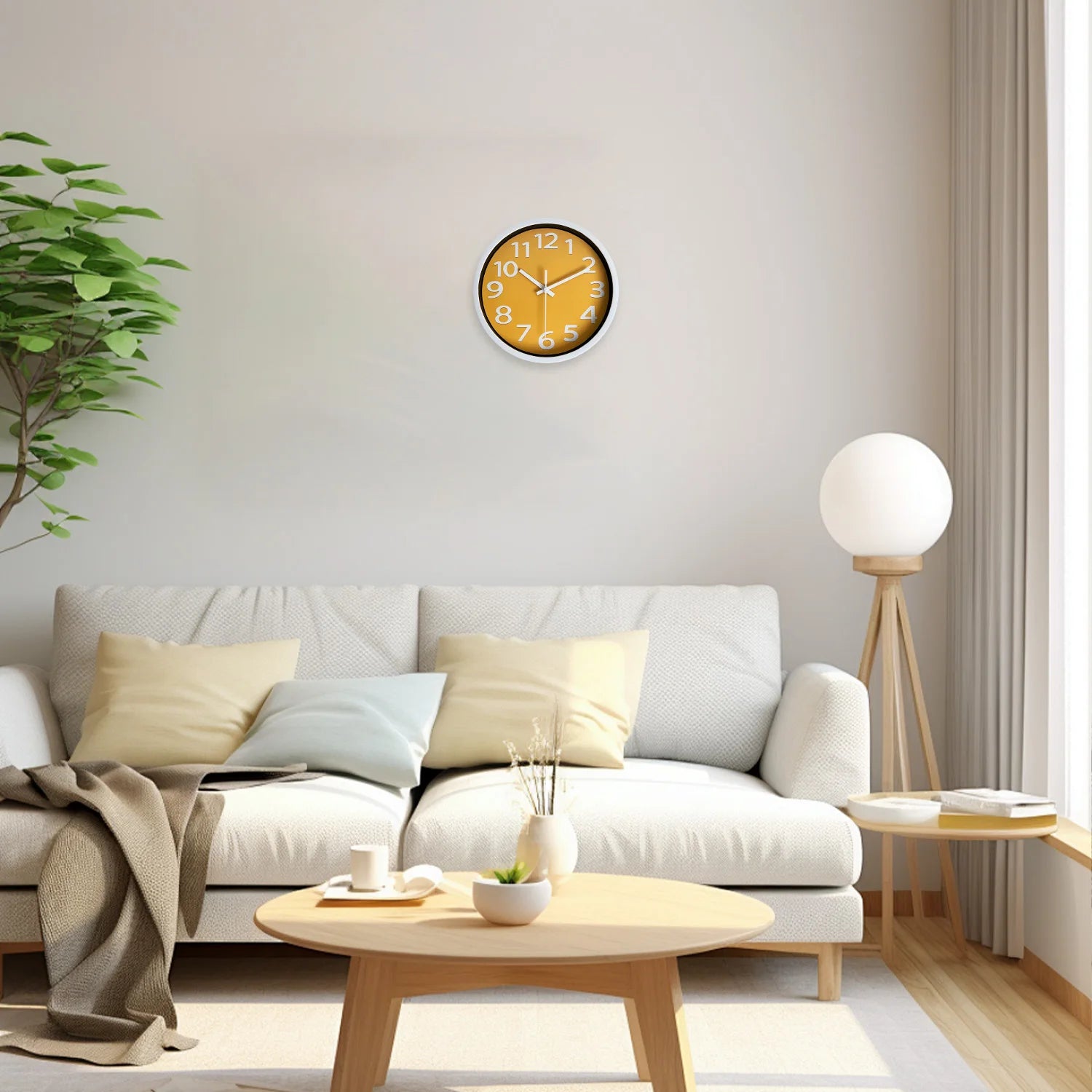 Horloge murale de couleur jaune