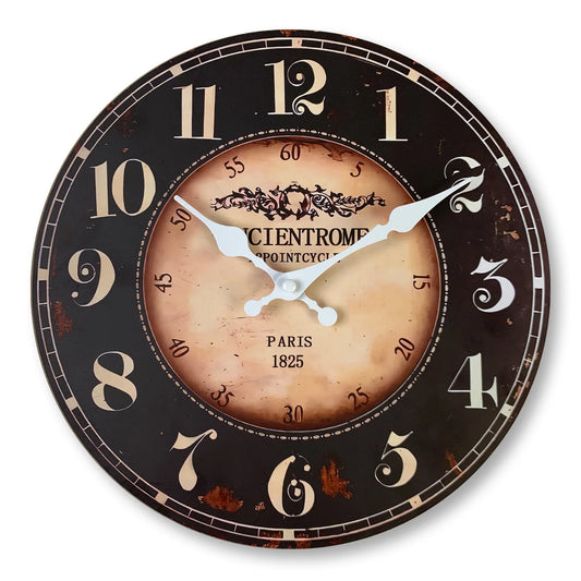 Horloge Murale Décorative Parisienne Noire