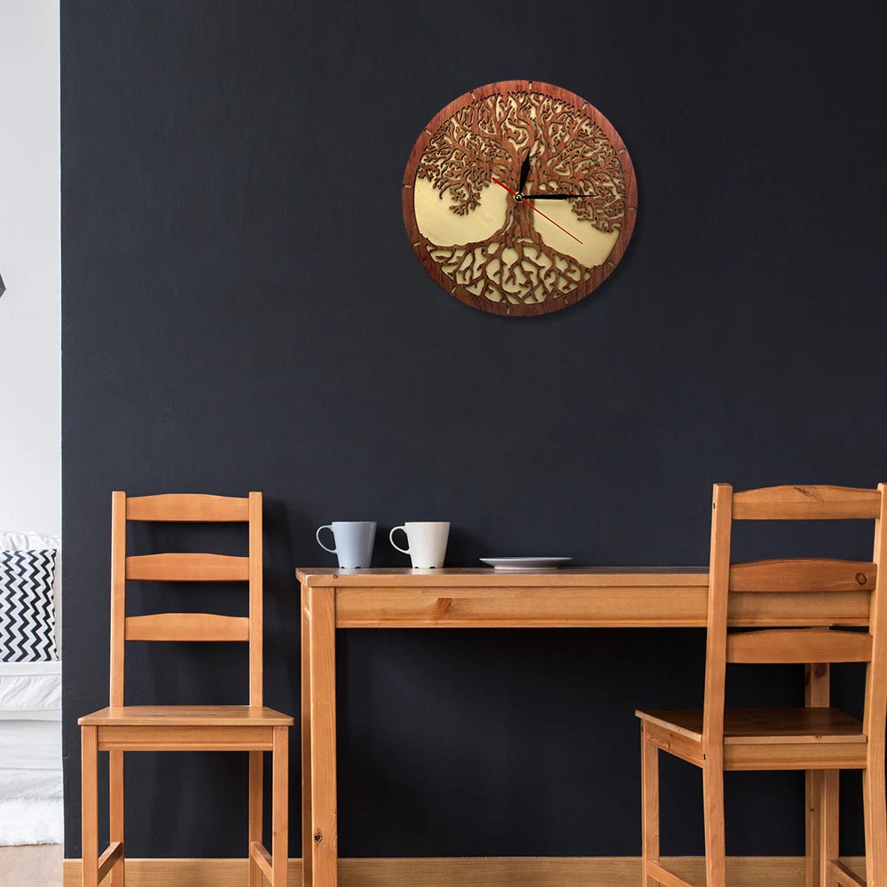 Horloge murale en bois arbre de vie