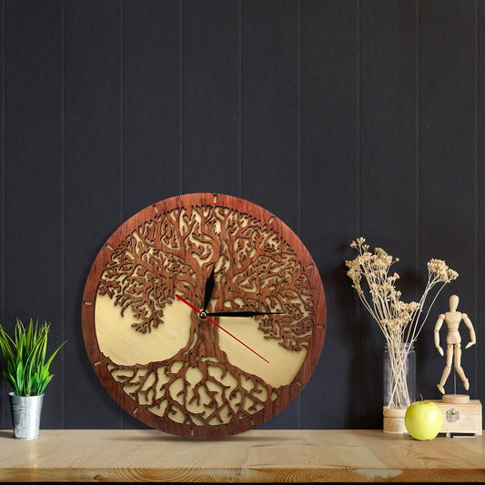 Horloge murale en bois arbre de vie