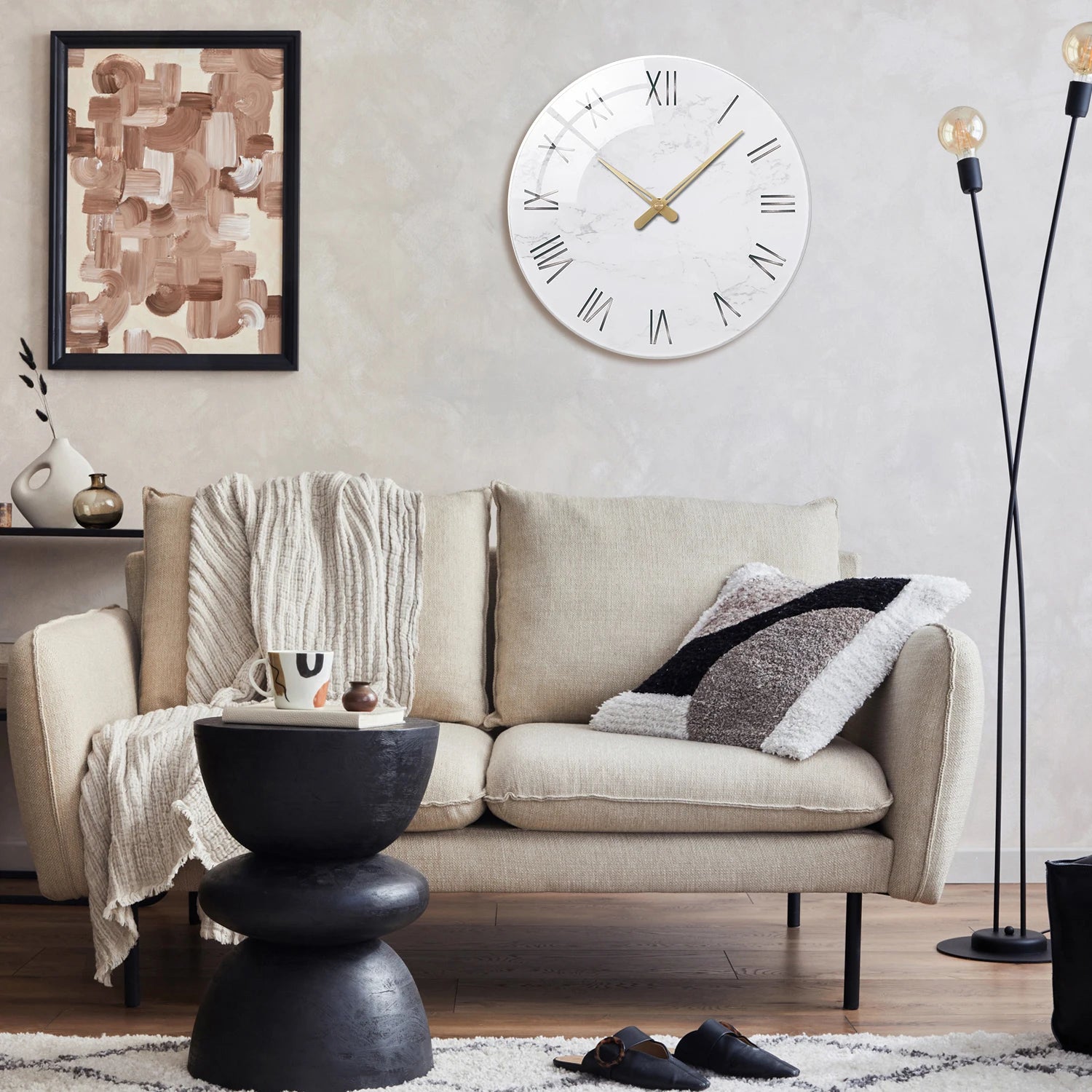 Horloge murale en marbre blanc