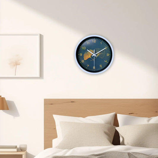 Horloge Murale luxe en Feuille de Ginkgo Doré