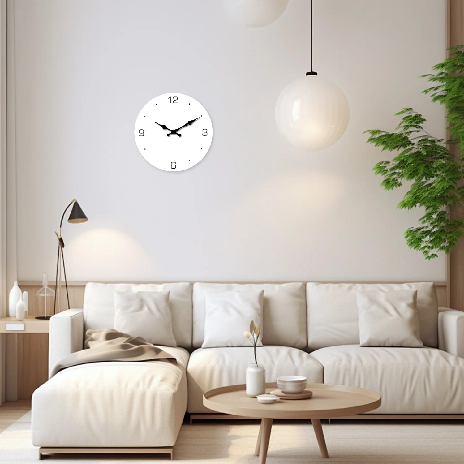 Horloge murale à motif blanc