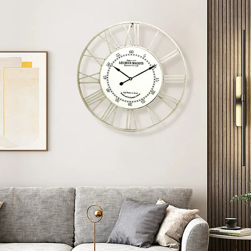 Horloge murale silencieuse en métal galvanisée