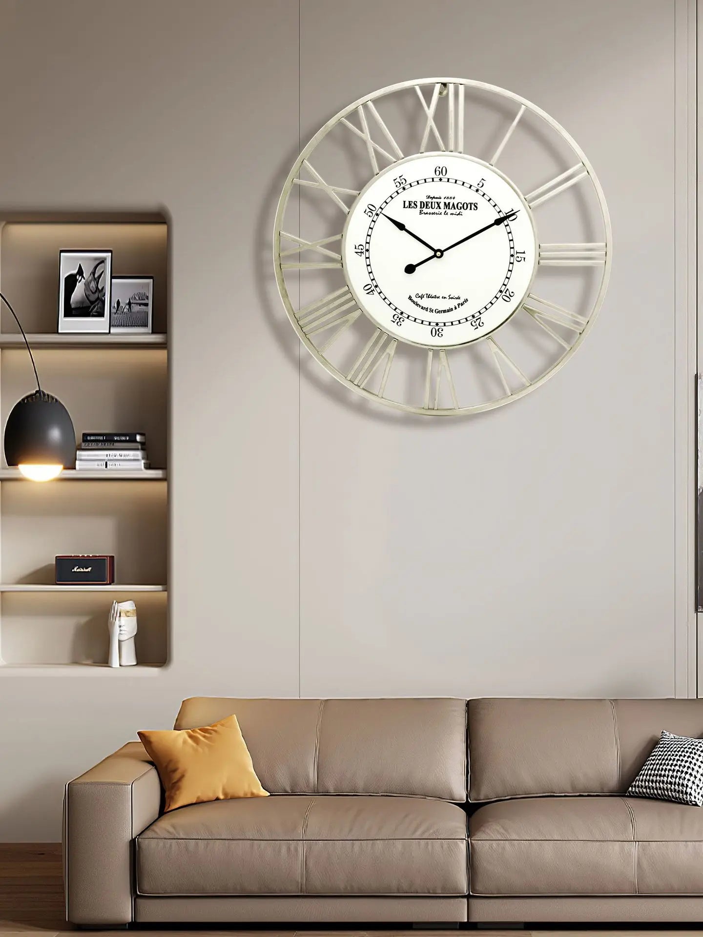 Horloge murale silencieuse en métal galvanisée