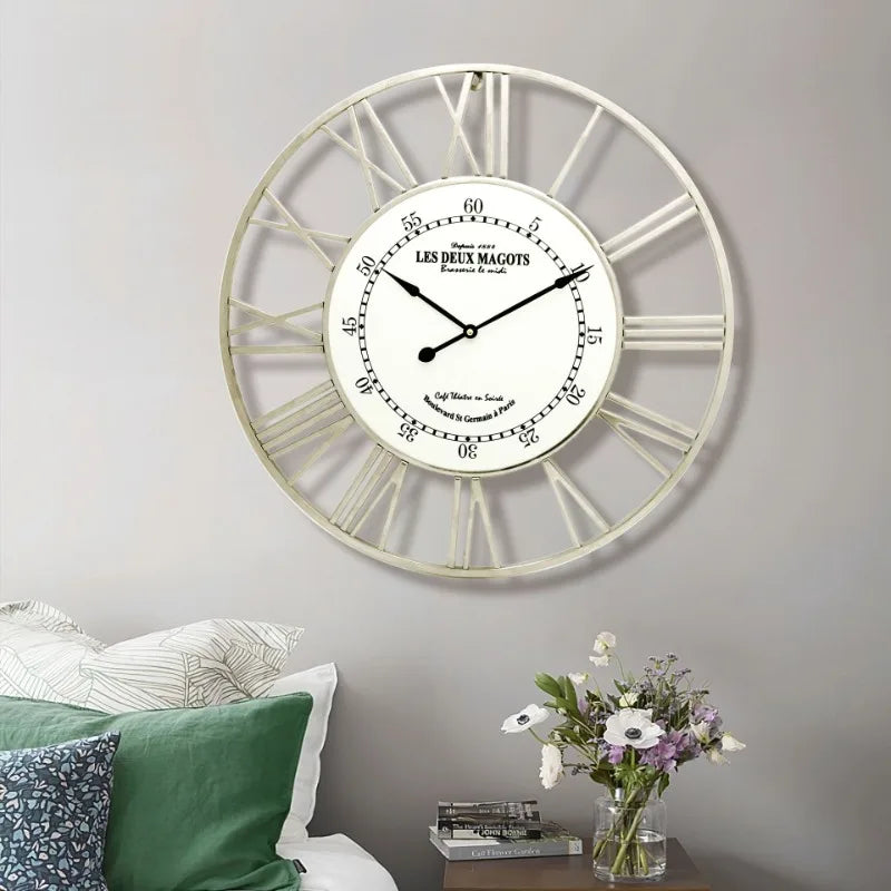 Horloge murale silencieuse en métal galvanisée