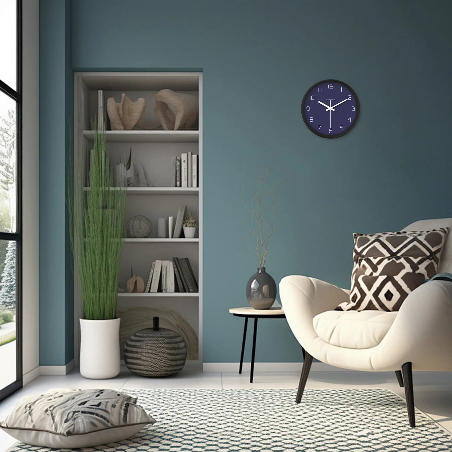 Petite Horloge murale moderne en verre à motif violet